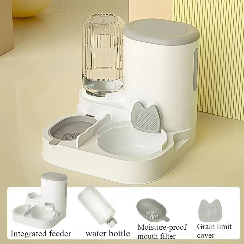 Automatic Pet Feeder Bowl And Water Dispenser Set