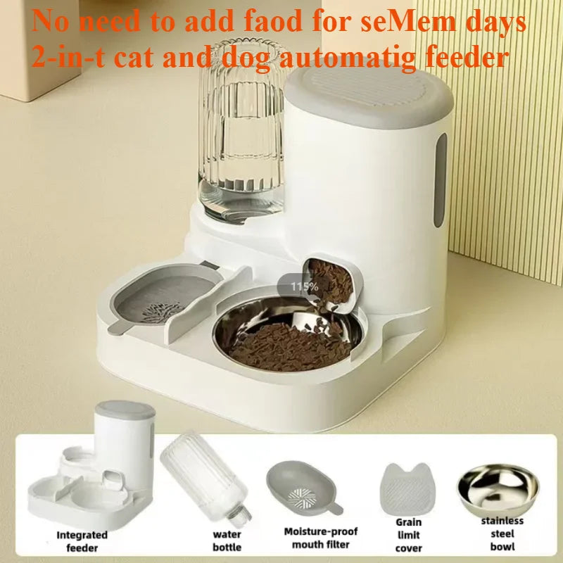 Automatic Pet Feeder Bowl And Water Dispenser Set