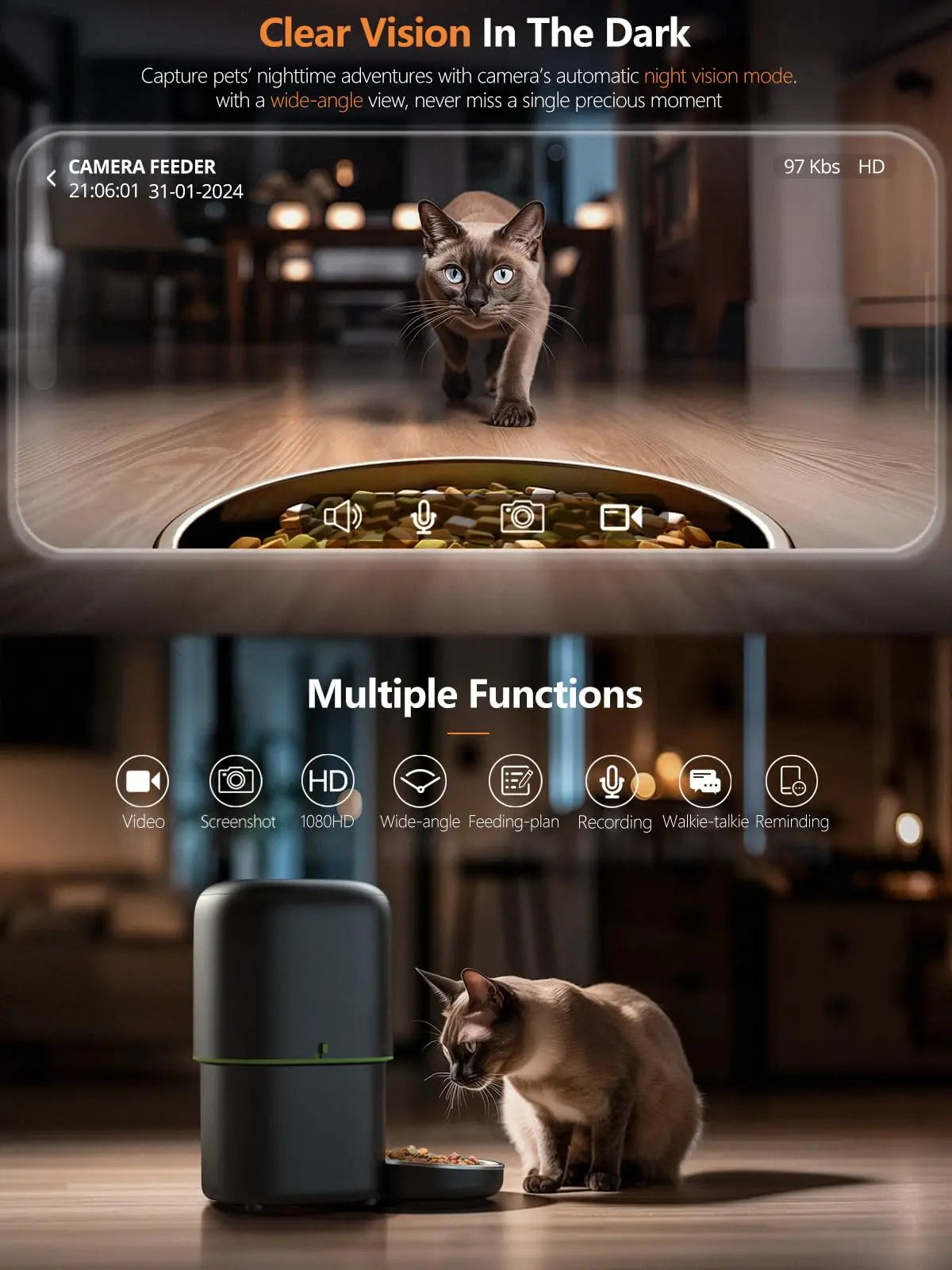 Smart Automatic Pet Feeder With 1080P Camera & App Control